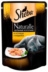 Корм для кошек, Sheba (Шеба) 80 г натуралле цельные кусочки курица и индейка мягк. упак.