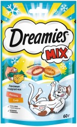 Корм для кошек, Dreamies (Дримес) 60 г Лакомые подушечки с лососем и сыром мягк. упак.