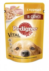 Корм для собак, Pedigree (Педигри) 100 г Витал для взрослых собак всех пород с курицей в соусе мягк. упак.