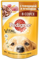 Корм для собак, Pedigree (Педигри) 100 г Витал для взрослых собак всех пород с говядиной и ягненком мягк. упак.