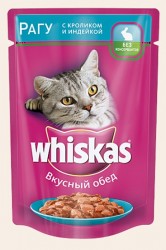 Корм для кошек влажный, Whiskas (Вискас) 85 г от 1 года рагу с индейкой и кроликом пауч