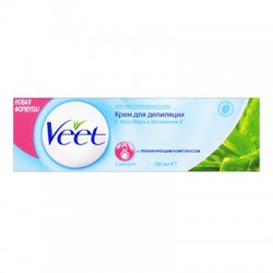 Крем для депиляции, Veet (Вит) 100 мл для чувствительной кожи с алоэ вера и витамином Е