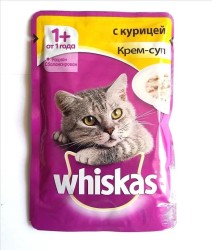 Корм для кошек влажный, Whiskas (Вискас) 85 г от 1 года крем-суп курица пауч